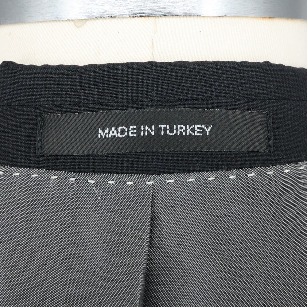 Hugo Boss Sport Coat Mens 42L Black Gray Wool Micro Plaid Jacket Preppy Career - Picture 16 of 16